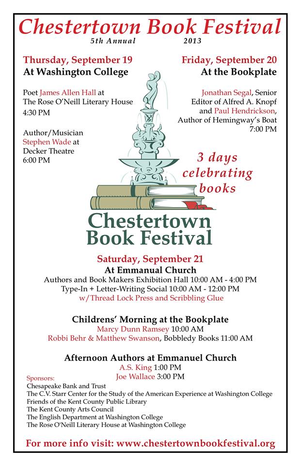 2013 Chestertown Book Festival - Events Graphic